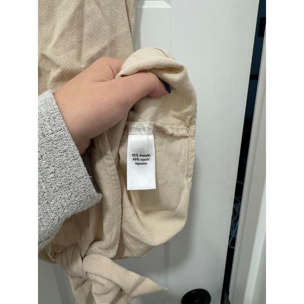 Maurices Beige Linen Blend Sleeveless Spaghetti Strap Knot Front Top  XL - Picture 4 of 5